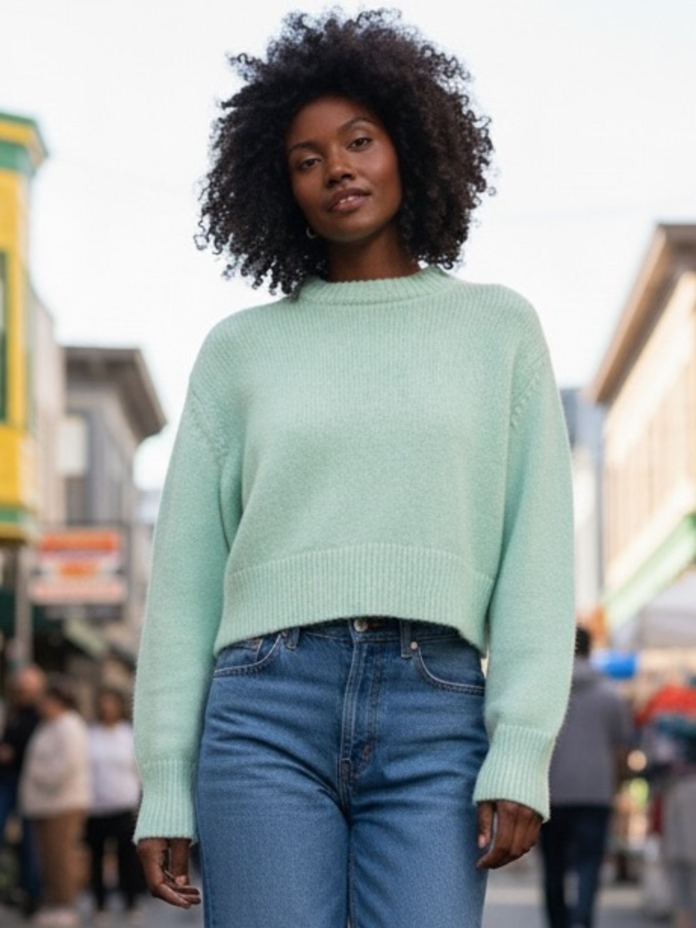 Tuckernuck NEW Mint Chip Aiden Chunky Knit Long Sleeve Crewneck Sweater Size L